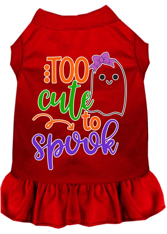 Too Cute to Spook-Girly Ghost Screen Print Dog Dress Red XXXL